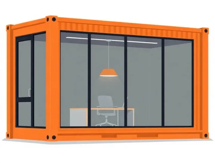 Irodaként berendezett 18 m²-es famintás konténerház